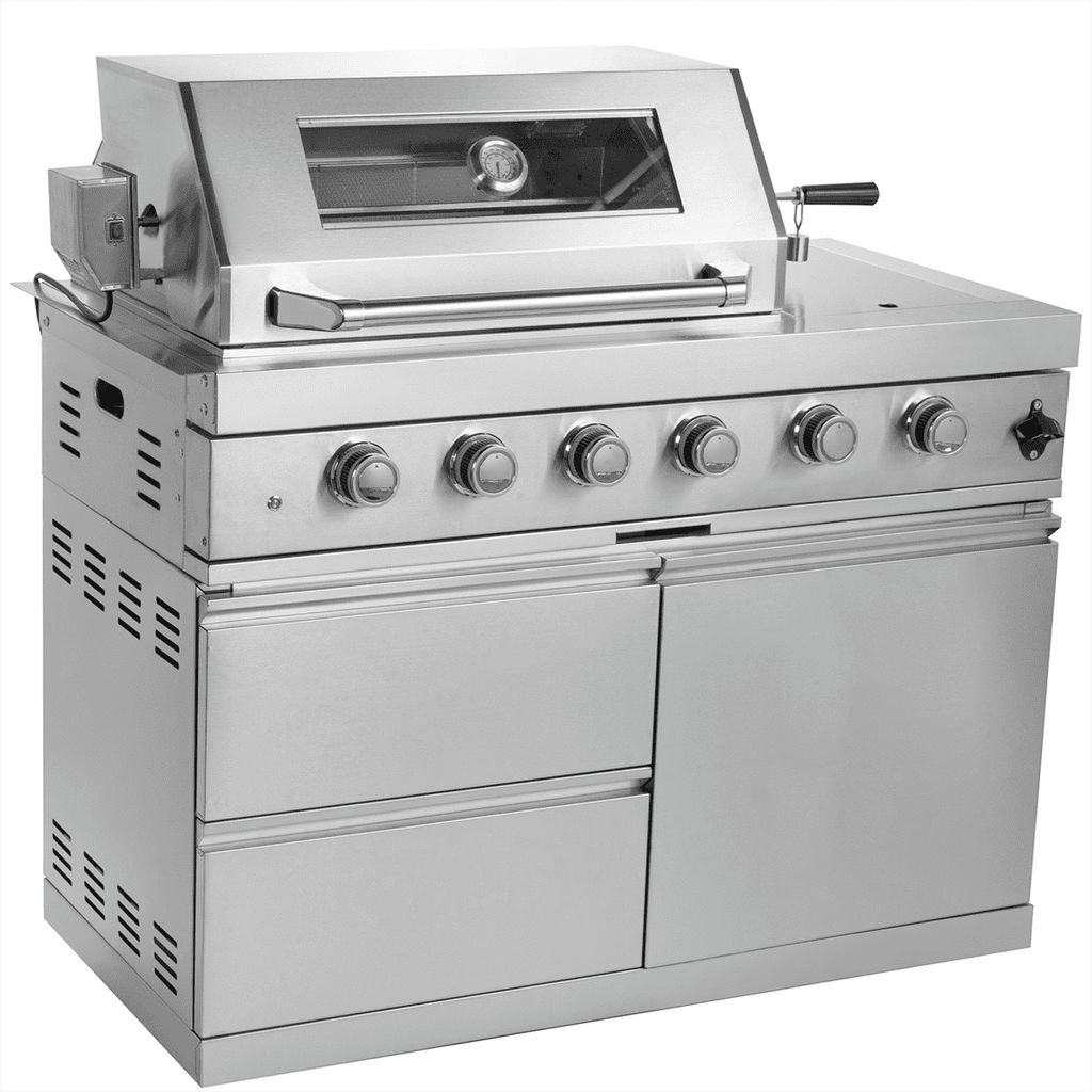 104" 4-Burner 72,000 BTU Silver Outdoor Kitchen Island Grill  with Storage Cabinets & Drawers