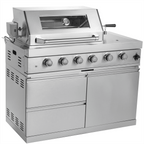 104" 4-Burner 72,000 BTU Silver Outdoor Kitchen Island Grill  with Storage Cabinets & Drawers