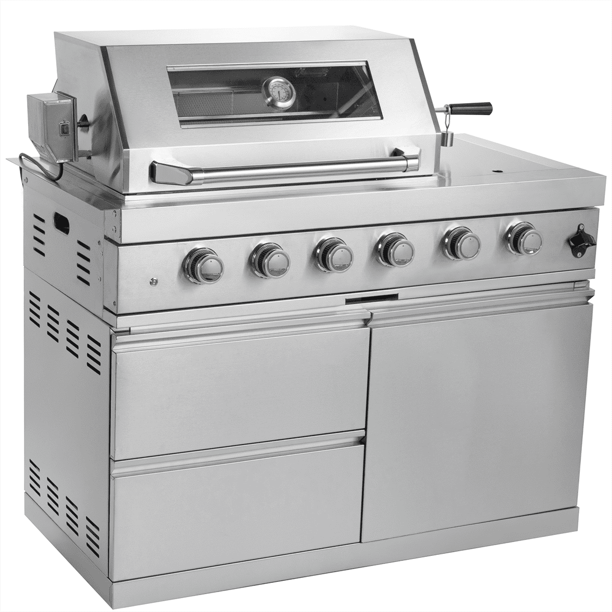104" 4-Burner 72,000 BTU Silver Outdoor Kitchen Island Grill  with Storage Cabinets & Drawers