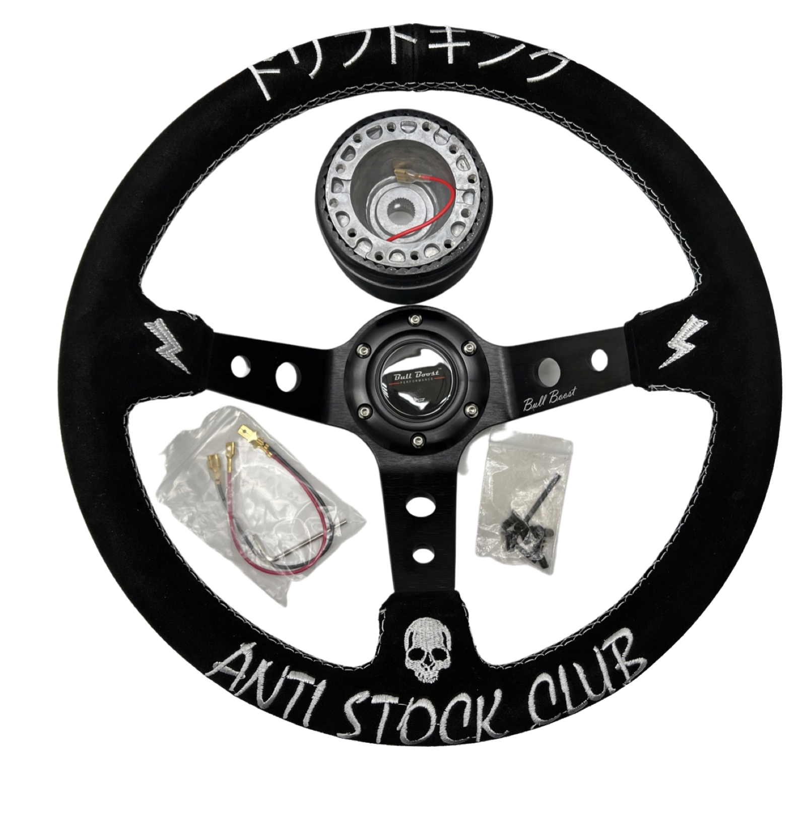 Suede Steering Wheel + Hub Adapter Kit For Subaru Impreza WRX STI Legacy Eclipse