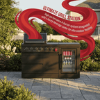 65" 4-Burner 72,000 BTU Black Outdoor Kitchen Island Grill Marble Countertops Wine Cooler