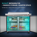 48" Width Commercial Refrigerators Sandwich & Salad Prep Table with a Butcher Block Cutting Board