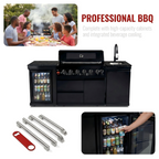 82" 6-Burner 85,000 BTU Gas Outdoor Kitchen Island Grill Stainless Steel Sink Wine Cooler