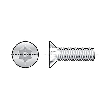 #8-32 x 3/8 in Torx Flat Tamper Resistant Screw, Plain Finish, 18-8 Stainless Steel, 25 PK