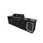 115" 6-Burner 85,000 Black Outdoor Kitchen Island Grill Rotisserie kit