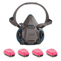 Half Mask Respirator Kit, 4 Cartridges Included, Organic Vapor (OV), P100 Combo Cartridge, Size M