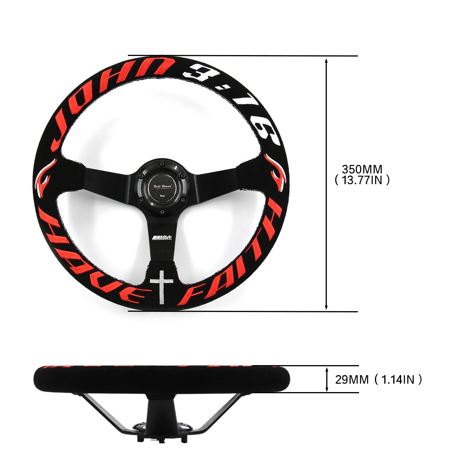 Have Faith Suede Steering Wheel + Hub Adapter Kit For Toyota Corolla, Hilux Pickup