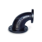 6" X 3" Cast Iron Flanged Reducing Elbow Black
