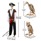 Yescom 5.6Ft Halloween Skeleton Set - Pirate Captain with Vulture & Owl