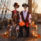 Yescom 5.6Ft Halloween Skeleton Set - Pirate Captain & Cowboy