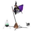 Yescom 9Ft Motion-Activated Flying Witch with Broom & Cauldron