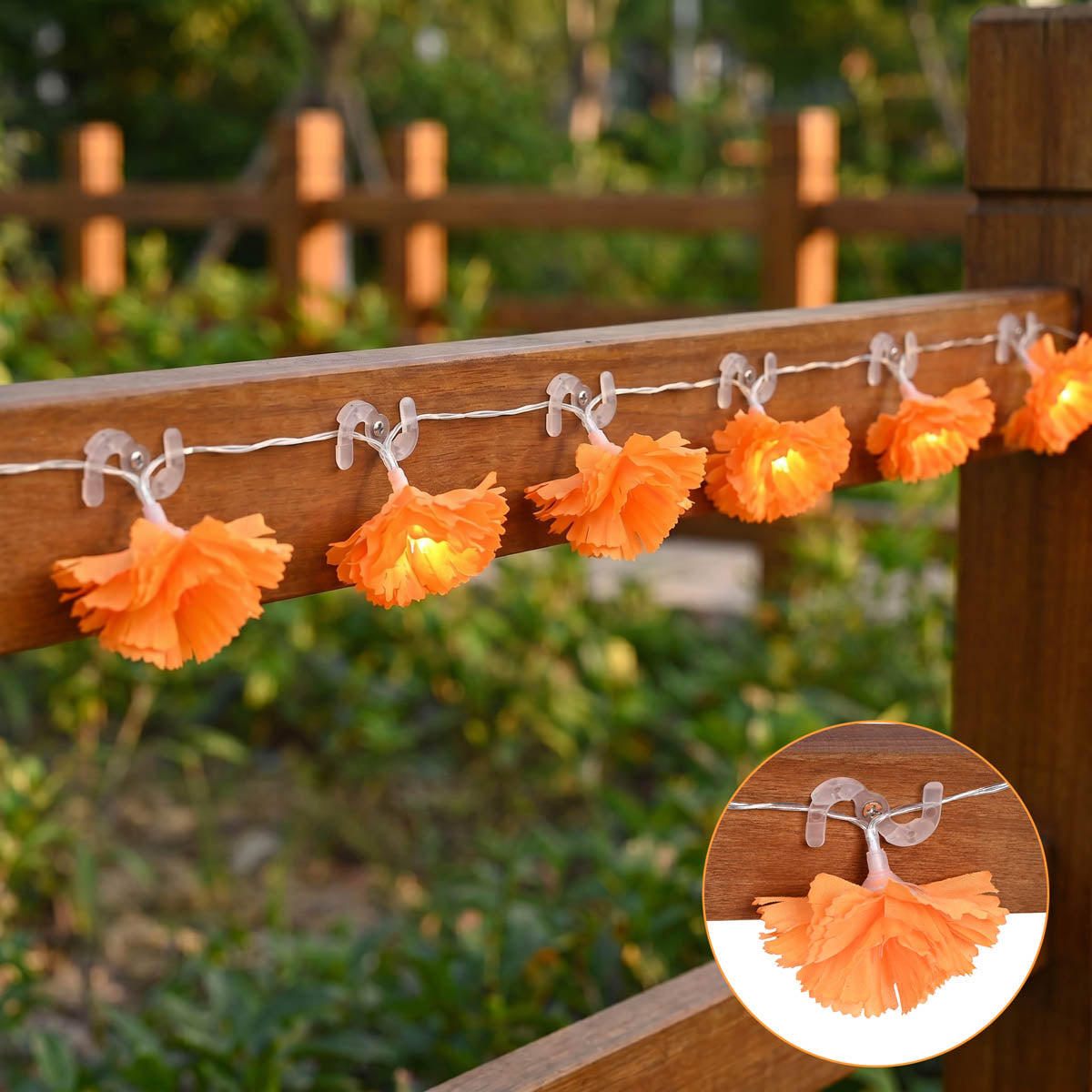 Yescom 2-Pack Marigold String Lights with S-Hooks, Battery Operated