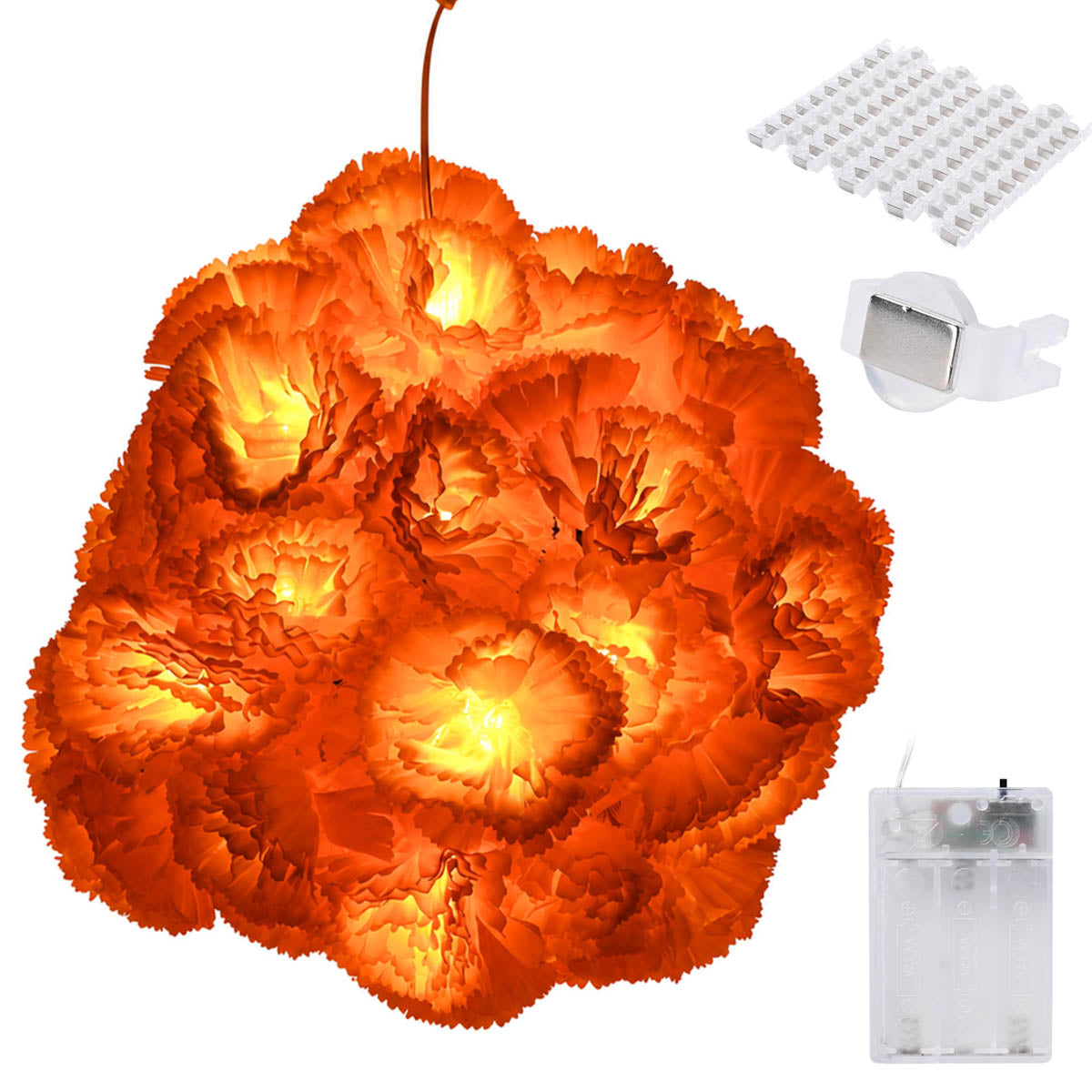Yescom 2-Pack Marigold String Lights with Magnetic Clips, USB plug-in