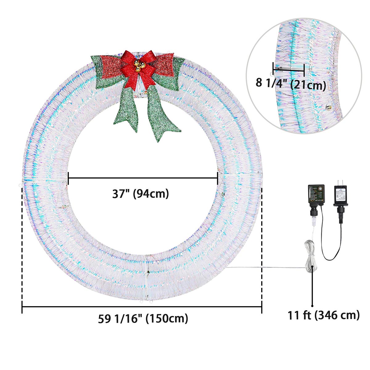 Yescom Giant Outdoor Prelit Christmas Wreath 60 inch