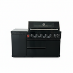 63" 6-Burner 85,000 BTU Black Outdoor Kitchen Island Grill + Marble Countertops