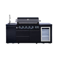 82.5" 6-Burner 83,500 BTU Black Outdoor Kitchen Island Grill Sink + Refrigerator