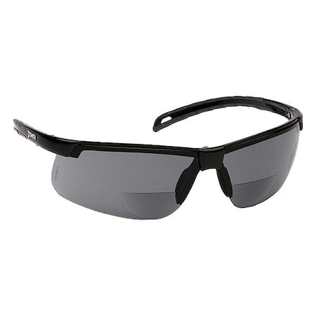 Ever-Lite(R) Reader Safety Glasses, Black Wraparound Frame, 2.5 Diopter, Gray Lens, Universal