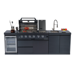 NG 104" 4-Burner 72,000 BTU Black Outdoor Kitchen Island Grill Rotisserie