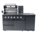 65" 4-Burner 72,000 BTU Black Outdoor Kitchen Island Grill + Side Burner + Rotisserie kit