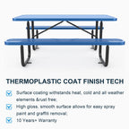 6 ft Metal Picnic Tables for Outdoors, Rectangle Coated Steel Patio Furniture Set