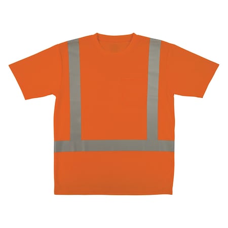 Hi-Vis Shirt,4XL,Orange,Short Sleeve