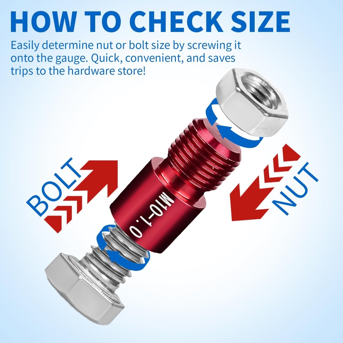 Nut and Bolt Thread Checker Standard and Metric, 44 Male/Female Bolt Size Finder Thread Gauge (23 Standard & 21 Metric), for Bolt and Nut Size Chart in Narrow Areas