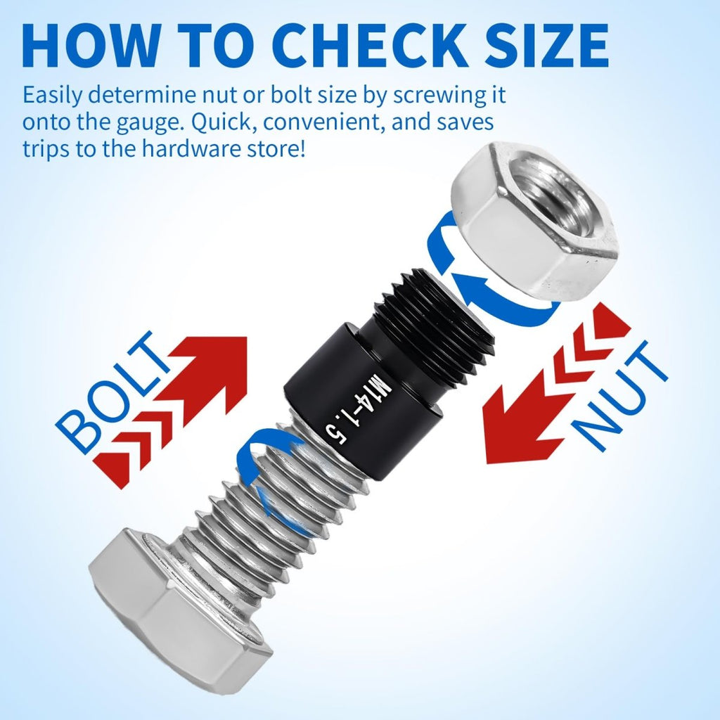Nut and Bolt Thread Checker Standard and Metric, 44 Male/Female Bolt Size Finder Thread Gauge (23 Standard & 21 Metric), for Bolt and Nut Size Chart in Narrow Areas