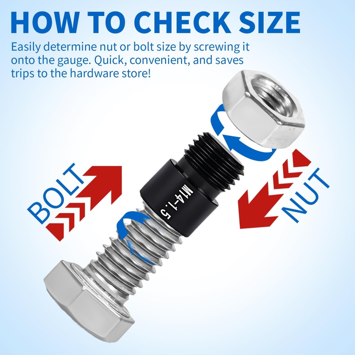 Nut and Bolt Thread Checker Standard and Metric, 44 Male/Female Bolt Size Finder Thread Gauge (23 Standard & 21 Metric), for Bolt and Nut Size Chart in Narrow Areas