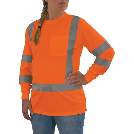 Hi-Vis Shirt,M,Orange,Long Sleeve
