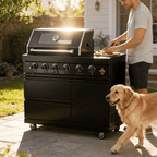 46" Black 4-Burner Outdoor Kitchen Islands Grill Side Burner