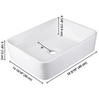 Aquaterior 19x16 Rectangular Porcelain Sink Bathroom Vanity w/ Drain