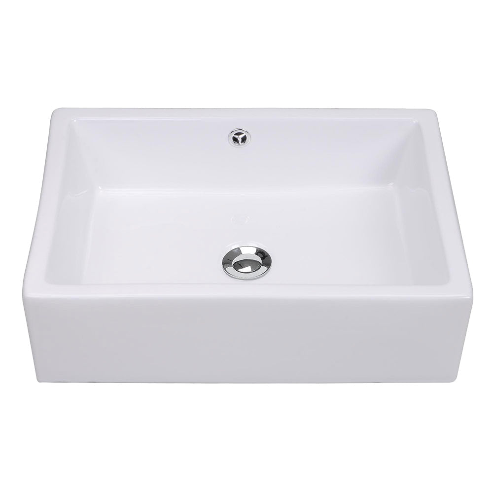 Aquaterior 20" Rectangle Porcelain Bathroom Sink Overflow w/ Drain