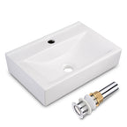 Yescom Porcelain Bathroom Sink w/ Drain Rectangular 18x12"