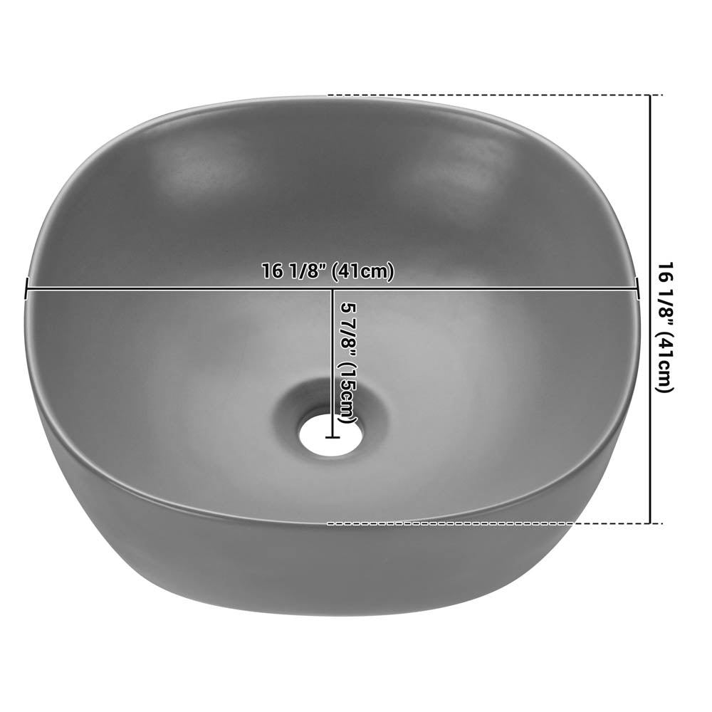Aquaterior 16" Above Counter Bathroom Sink Bowl Gray