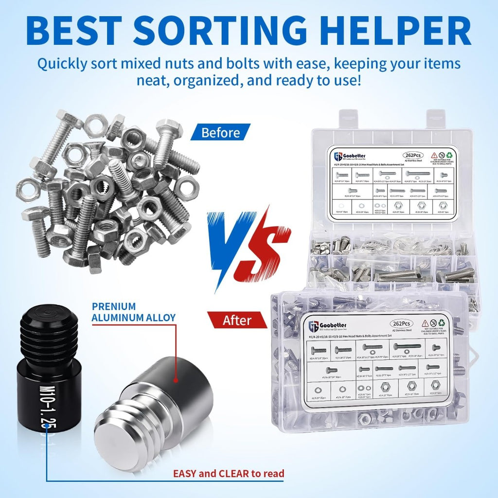 Nut and Bolt Thread Checker Standard and Metric, 44 Male/Female Bolt Size Finder Thread Gauge (23 Standard & 21 Metric), for Bolt and Nut Size Chart in Narrow Areas