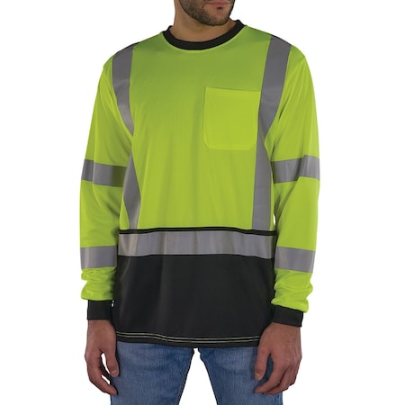 Hi-Vis Shirt,2XL,Lime,Long Sleeve