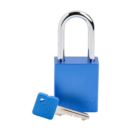 Padlock, Keyed Different, Aluminum, Blue, 1 1/2 in Shackle Height, 1 1/2 in Body Width