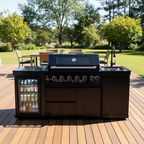 82" 6-Burner 85,000 BTU Gas Outdoor Kitchen Island Grill Stainless Steel Sink Wine Cooler