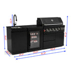 82" 6-Burner 85,000 BTU Gas Outdoor Kitchen Island Grill Stainless Steel Sink Wine Cooler