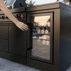 65" 4-Burner 72,000 BTU Black Outdoor Kitchen Island Grill Marble Countertops Wine Cooler