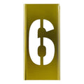 Stencil Sort-1" Brass Gothic 6, Number, Gothic Font, Brass, 1 Pieces