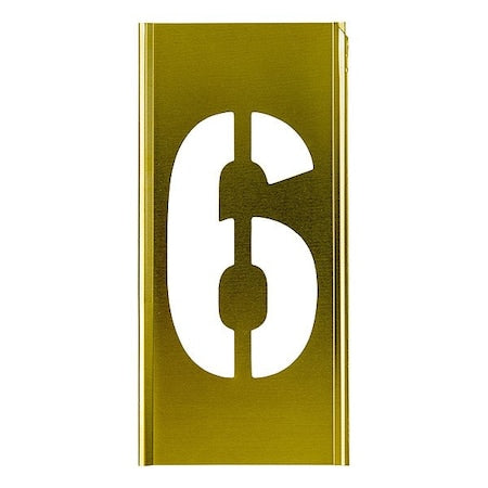 Stencil Sort-1" Brass Gothic 6, Number, Gothic Font, Brass, 1 Pieces