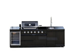 NG 104" 4-Burner 72,000 BTU Black Outdoor Kitchen Island Grill Rotisserie