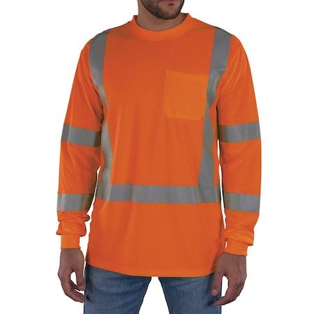 Hi-Vis Shirt,3XL,Orange,Long Sleeve