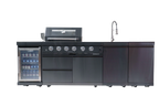 NG 104" 4-Burner 72,000 BTU Black Outdoor Kitchen Island Grill + Rotisserie Kit