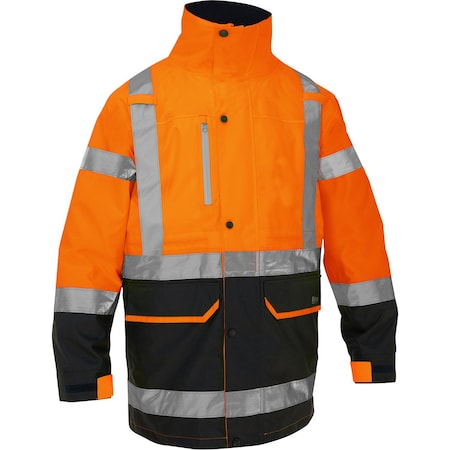 Jacket,Hi-Vis Orange,Zipper,Polyester