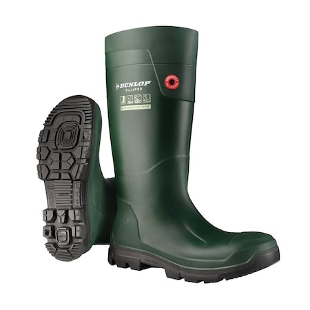 Rubber Boot, 11D, Knee, Black; Green, PR