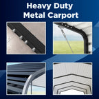12'x25' Metal Carport with Corrugated Roof
