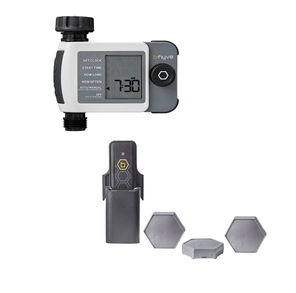 B-hyve XD Bluetooth 1-Outlet Hose Faucet Timer with B-hyve Flood Sensors 71103