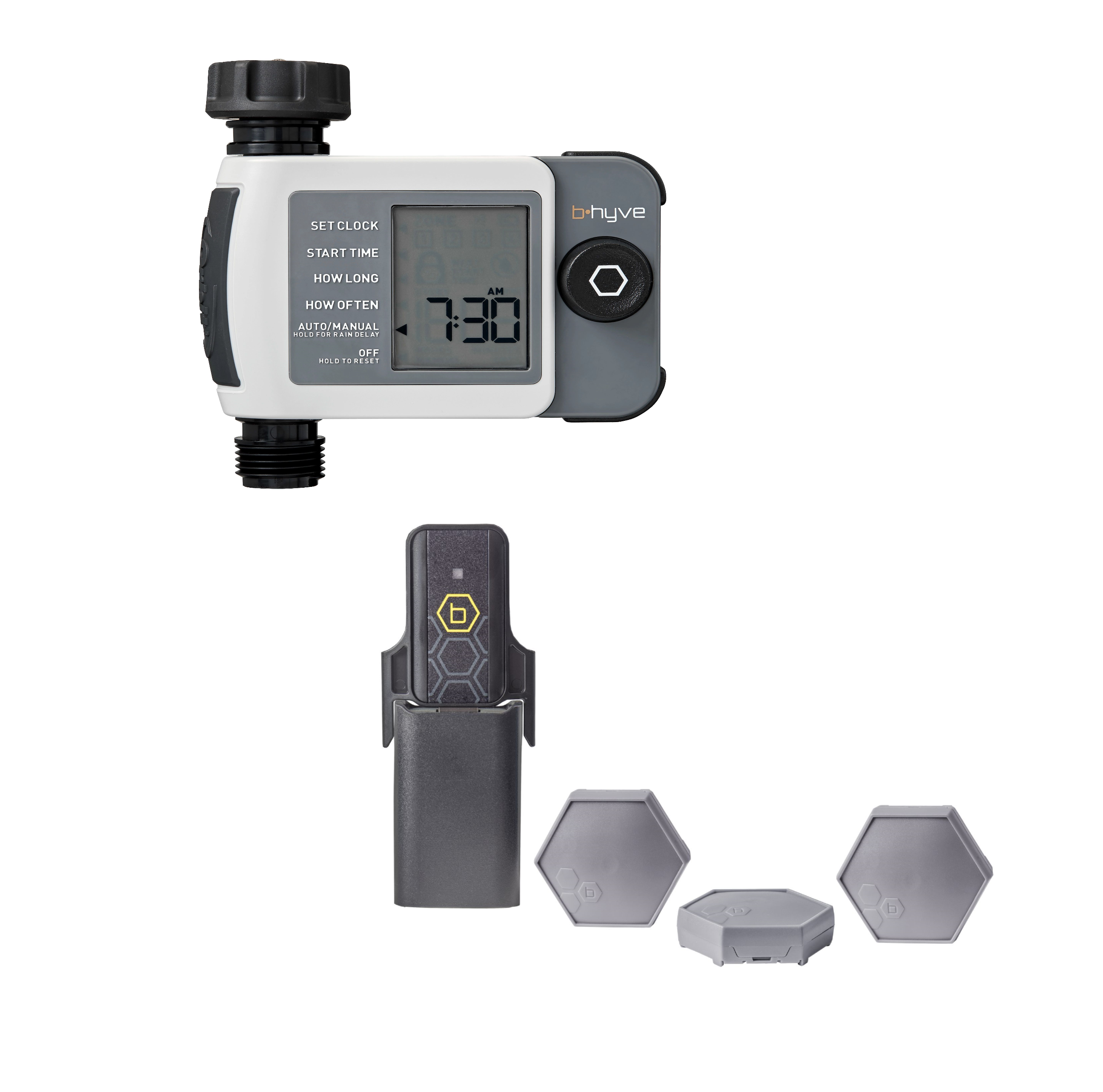 B-hyve XD Bluetooth 1-Outlet Hose Faucet Timer with B-hyve Flood Sensors 71103
